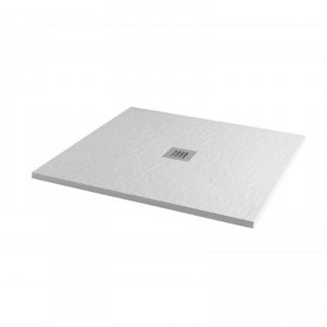 Aquariss - Ice White Slate Effect Square Shower Tray - 900 x 900mm - Includes Fast Flow Grill Waste