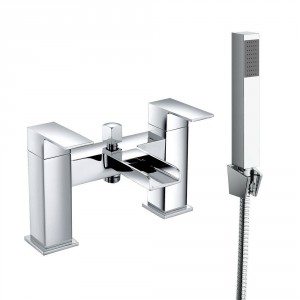Edessa Modern Waterfall Bath Shower Mixer Tap with Hand Shower - Chrome