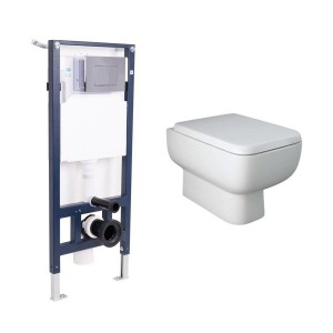RAK-Series 600 Rimless Wall Hung Toilet and Soft Close Seat & Aquariss Frame with Cistern