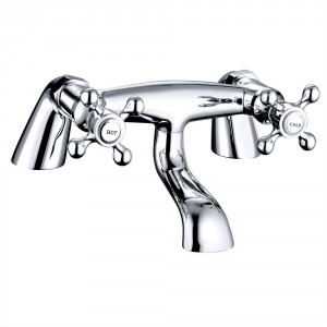 Abbey Traditional Crosshead Bath Filler Mixer Tap - Chrome and White
