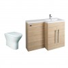 Calm Oak Right Hand Combination Vanity Unit with Rak-Resort Toilet - 1100mm 