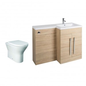 Calm Oak Right Hand Combination Vanity Unit with Rak-Resort Toilet - 1100mm 
