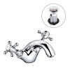 Ashwick Traditional Crosshead Basin Mixer Tap - Chrome and White - with Waste