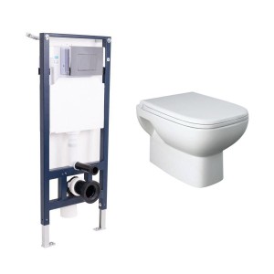 RAK-Origin Wall Hung Toilet and Soft Close Seat & Aquariss Frame with Cistern