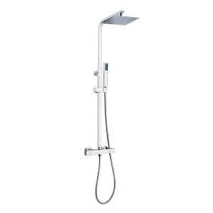 Kartell K-VIT Pure Thermostatic Bar Shower with Ultra Slim Stainless Shower Drencher and Sliding Handset - Chrome