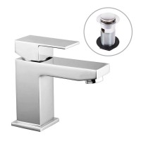 Alban Modern Cloakroom Mono Basin Mixer Tap - Chrome - Includes Waste