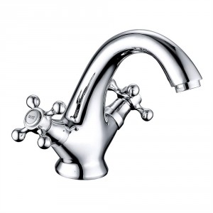 Abbey Traditional Crosshead Basin Mixer Tap - Chrome and White