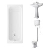 Wellington High Level Toilet with Sand Seat & 560mm 1 Tap Hole Basin with 1700 x 750mm Traditional Straight Bath Single Ended