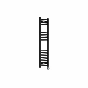 Fjord 1200 x 300mm Curved Black Thermostatic Touch Control Electric Heated Towel Rail