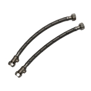 15mm x 1/2" Pair Flexible Tap Connectors With Isolation Valve 300mm - WRAS Approved