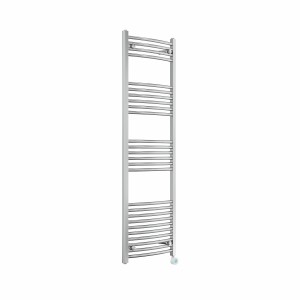 Fjord 1600 x 500mm Curved Chrome Thermostatic Touch Control Electric Heated Towel Rail