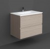 RAK-Joy 800mm Two Door Wall Hung Vanity Unit With Slim Basin - Grey Elm