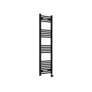 Bergen 1400 x 400mm Straight Black Thermostatic Touch Control Electric Heated Towel Rail
