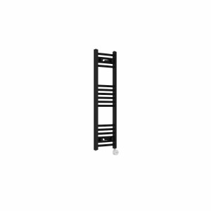 Fjord 1000 x 300mm Curved Black Thermostatic Touch Control Electric Heated Towel Rail