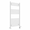 Bergen 1200 x 600mm Dual Fuel Straight White Thermostatic Electric Heated Towel Rail