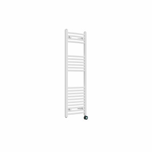Fjord 1200 x 400mm Curved White Thermostatic Touch Control Electric Heated Towel Rail