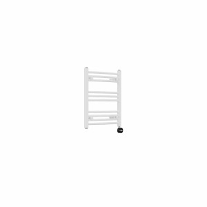 Fjord 600 x 500mm Curved White Thermostatic Touch Control Electric Heated Towel Rail