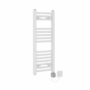 Fjord 800 x 300mm Curved White HEC Thermostatic Electric Heated Towel Rail
