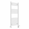 Bergen 1200 x 500mm Dual Fuel Straight White Thermostatic Electric Heated Towel Rail