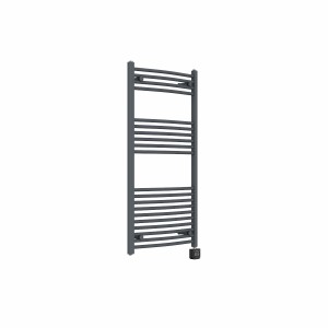 Fjord 1200 x 600mm Curved Anthracite Thermostatic Wifi Control Electric Heated Towel Rail