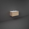 RAK-Joy Uno 800mm Wall Hung Vanity Unit With Slim Basin - Scandinavian Oak