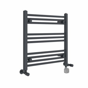Bergen 600 x 600mm Dual Fuel Straight Anthracite Thermostatic Electric Heated Towel Rail