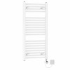 Bergen 970 x 450mm Straight White Electric Towel Rail with White LCD Display Thermostatic Element