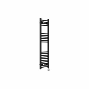 Bergen 1200 x 300mm Straight Black Thermostatic Touch Control Electric Heated Towel Rail