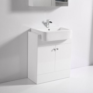 Gloss White Vanity Unit Basin Floor Standing 667mm