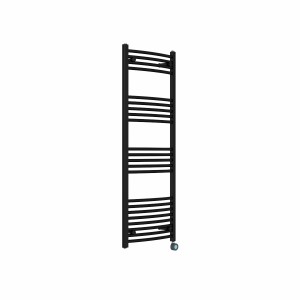 Fjord 1400 x 500mm Curved Black Thermostatic Touch Control Wifi Electric Heated Towel Rail