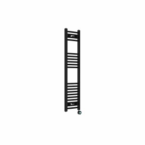 Fjord 1200 x 300mm Curved Black Thermostatic Touch Control Electric Heated Towel Rail