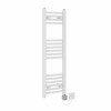 Fjord 1000 x 300mm Curved White HEC Thermostatic Electric Heated Towel Rail