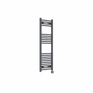 Fjord 1200 x 400mm Curved Anthracite Thermostatic Touch Control Electric Heated Towel Rail