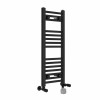 Bergen 800 x 300mm Dual Fuel Straight Black Thermostatic Electric Heated Towel Rail