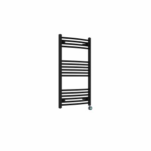 Fjord 1000 x 600mm Curved Black Thermostatic Touch Control Electric Heated Towel Rail