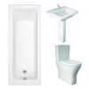 RAK Resort Maxi Closed Back Toilet with 550mm Basin Modern Bathroom Suite and Single Ended Bath with Front Panel - 1400 x 700mm
