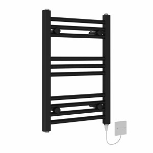 Bergen 600 x 400mm Black Straight Electric Heated Towel Rail