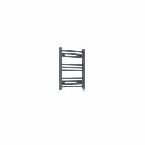Fjord 600 x 500mm Curved Anthracite Prefilled Electric Heated Towel Rail