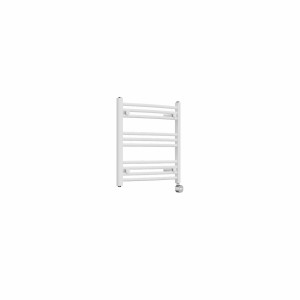 Fjord 600 x 600mm Curved White Thermostatic Touch Control Electric Heated Towel Rail