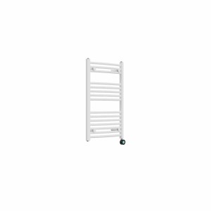 Fjord 800 x 500mm Curved White Thermostatic Touch Control Wifi Electric Heated Towel Rail