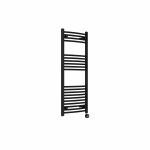 Fjord 1200 x 500mm Curved Black Thermostatic Touch Control Electric Heated Towel Rail