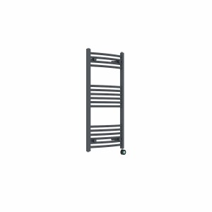 Fjord 1000 x 500mm Curved Anthracite Thermostatic Touch Control Wifi Electric Heated Towel Rail