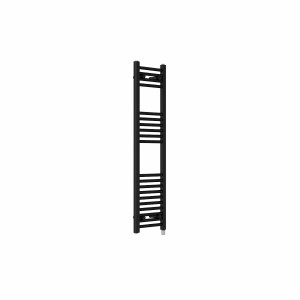 Bergen 1200 x 300mm Straight Black Prefilled Electric Heated Towel Rail
