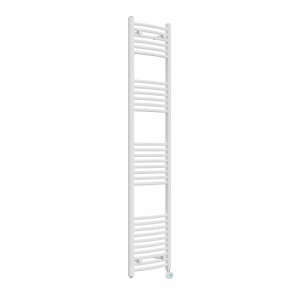 Fjord 1800 x 400mm Curved White Thermostatic Touch Control Electric Heated Towel Rail