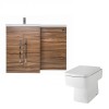 Calm Walnut Left Hand Combination Vanity Unit Basin L Shape with Back to Wall Boston Toilet & Soft Close Seat & Concealed Cistern - 1100mm