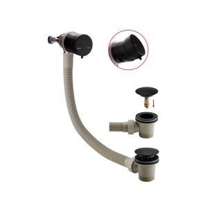 Bath Filler with Built-In Overflow and Click Clack Waste Matt Black
