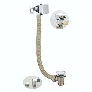Square Bath Overflow Filler with Click Clack Waste Chrome