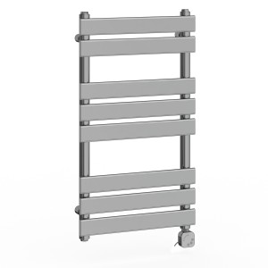 Juva 800 x 450mm Chrome Flat Panel Electric Thermostatic Heated Designer Towel Rail