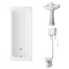 Wellington High Level Comfort Height Toilet with Sand Seat & 600mm 1 Tap Hole Basin with 1700 x 750mm Traditional Straight Bath Single Ended