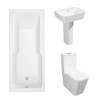 Cordoba Square Modern Bathroom Suite with Straight Shower Bath - 1700 x 750mm